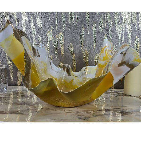 Extra Large Yellow, Golds Shallow Fruit Bowl