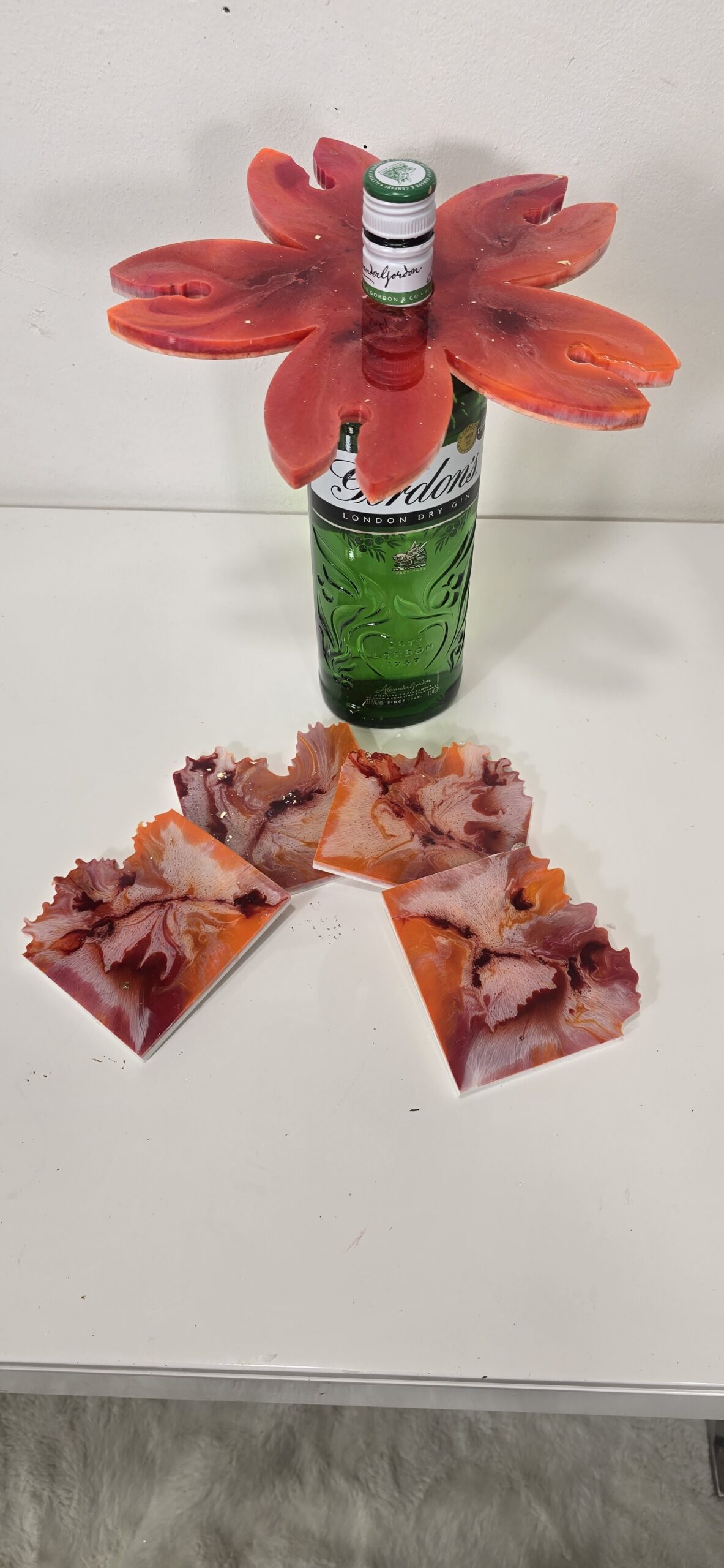 Over Bottle Red & White Bronze foiled 5 pronged Glass Holder (matching items available matches MAX0076) - Image 3