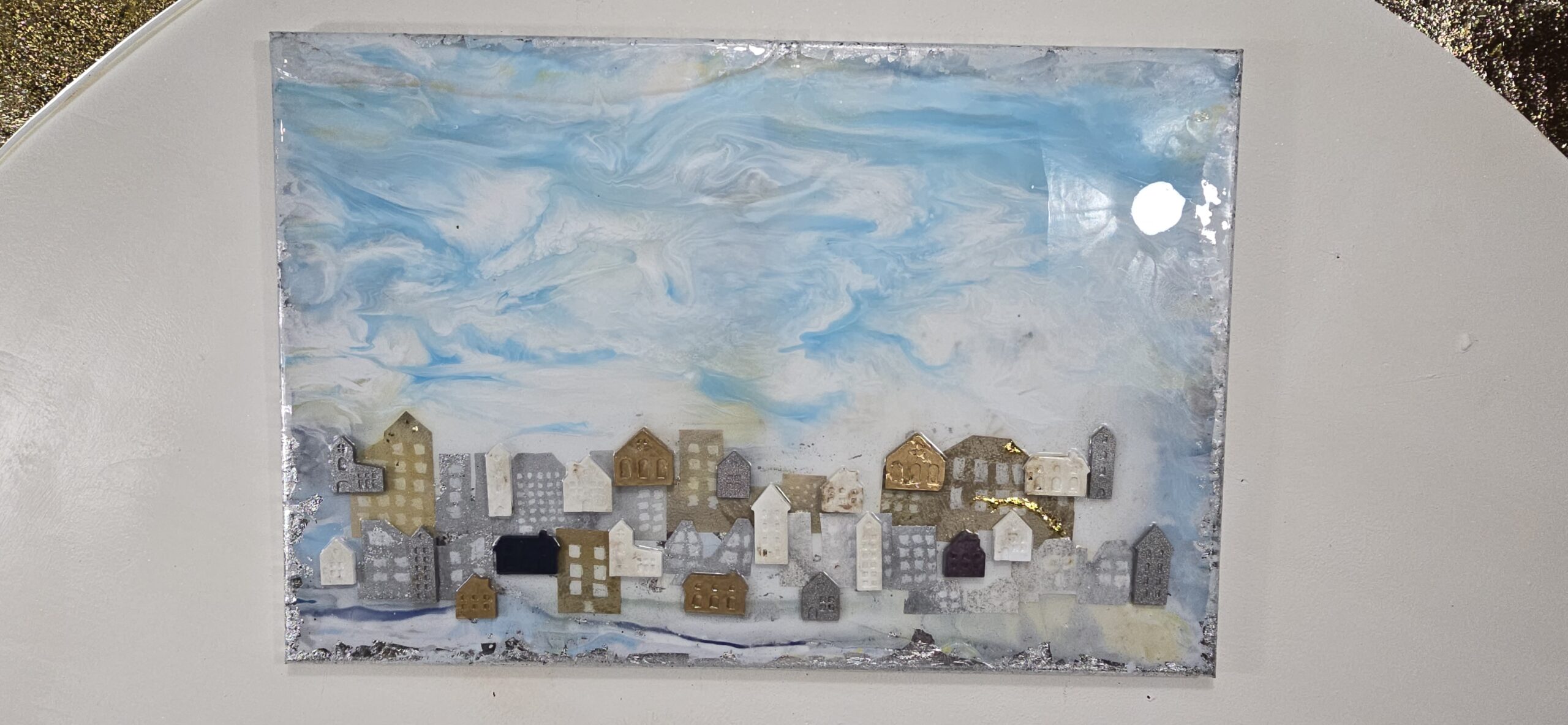 LARGE WALL ART WITH 3D HOUSES - Image 4