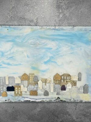 LARGE WALL ART WITH 3D HOUSES