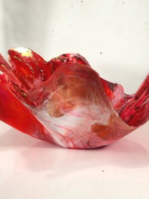 RED PETAL BOWL LARGE METTALIC FOILED