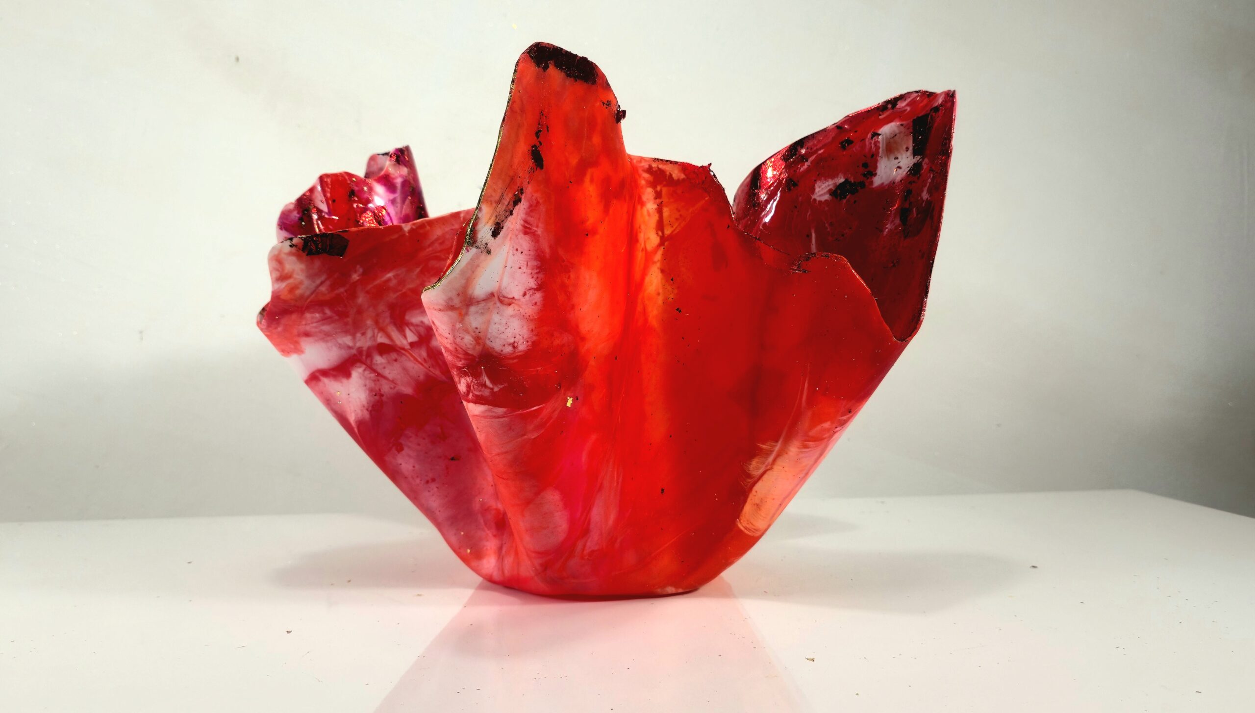 RED PETAL BOWL LARGE METTALIC FOILED