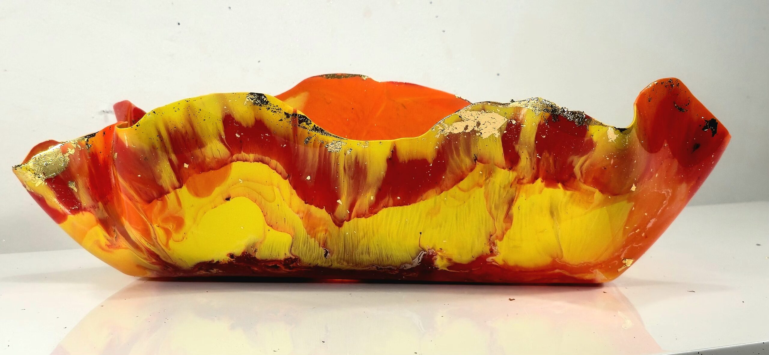 Long Center Table Bowl Reds, Yellow, Orange