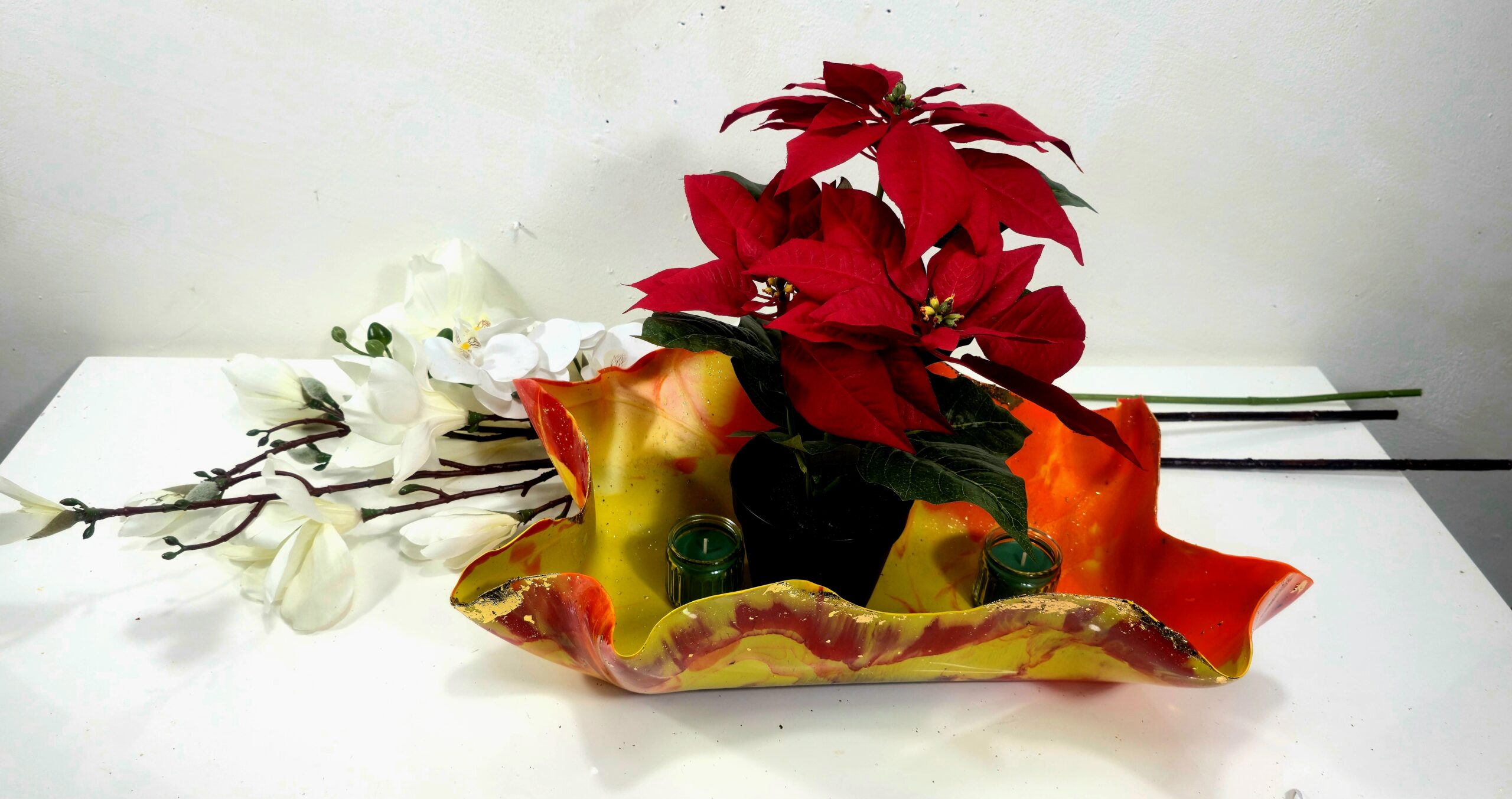 Long Center Table Bowl Reds, Yellow, Orange - Image 3