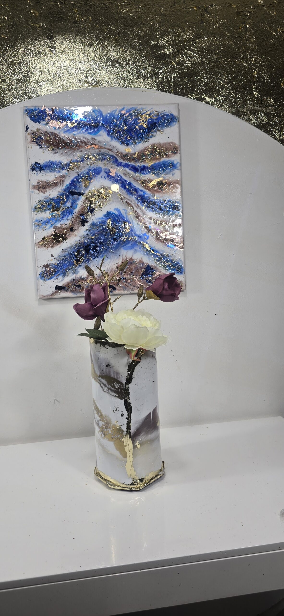 FEATHER WALL ART BLUE BRONZE - Image 3