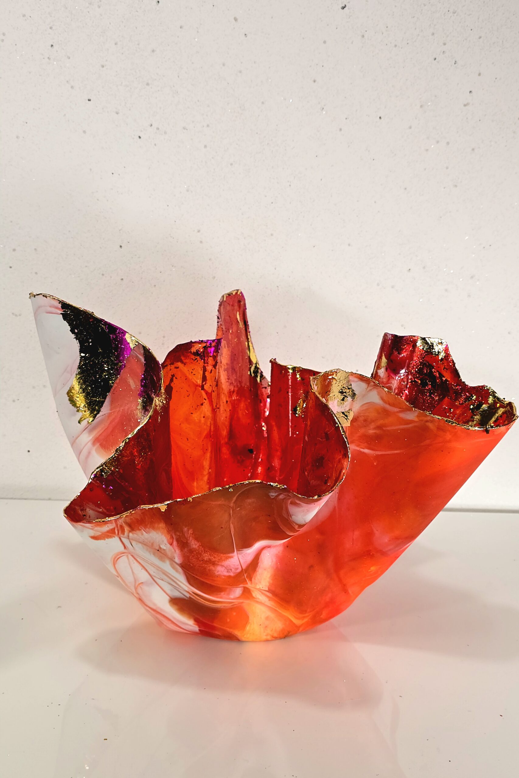 RED PETAL BOWL LARGE METTALIC FOILED - Image 5