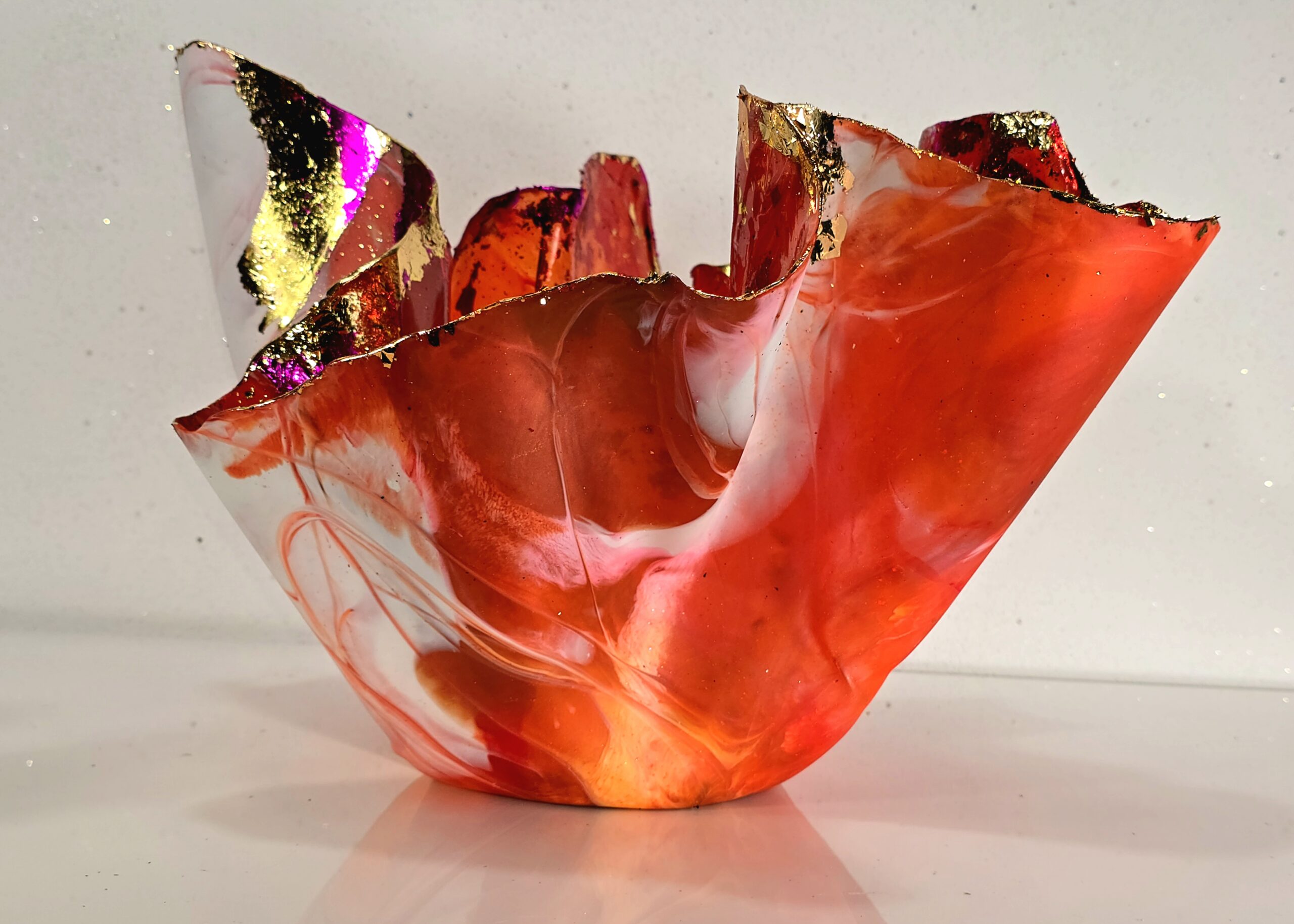 RED PETAL BOWL LARGE METTALIC FOILED - Image 6