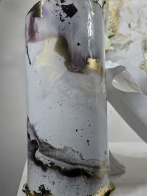 WHITE INTERFERENCE MAUVE GOLD VASE/BOTTLE HOLDER
