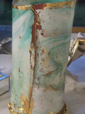 VASE BOTTLE HOLDER GREEN GOLD WHITE