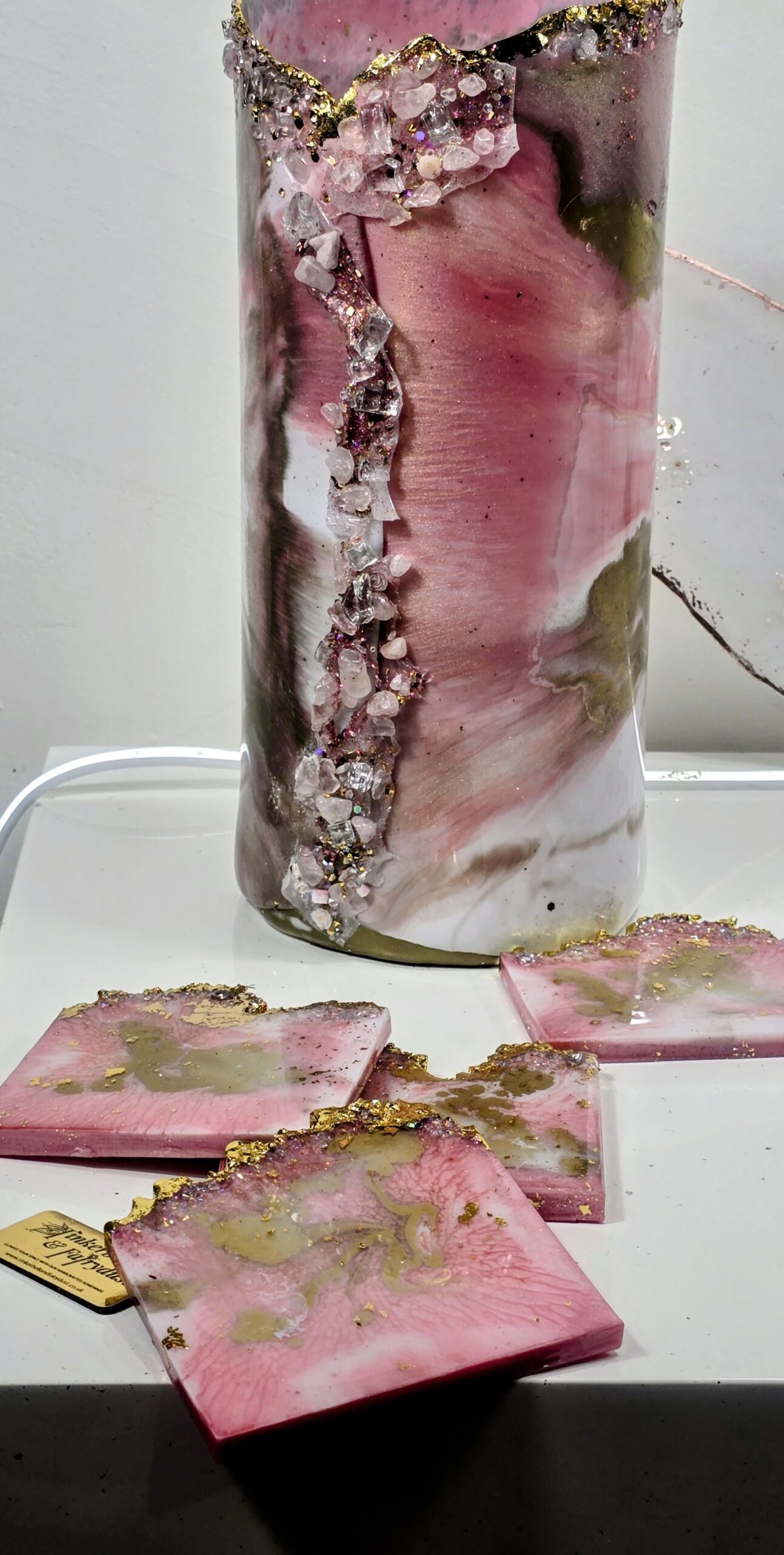 PINK & GOLD COASTERS SET OF FOUR COASTERS - Image 4