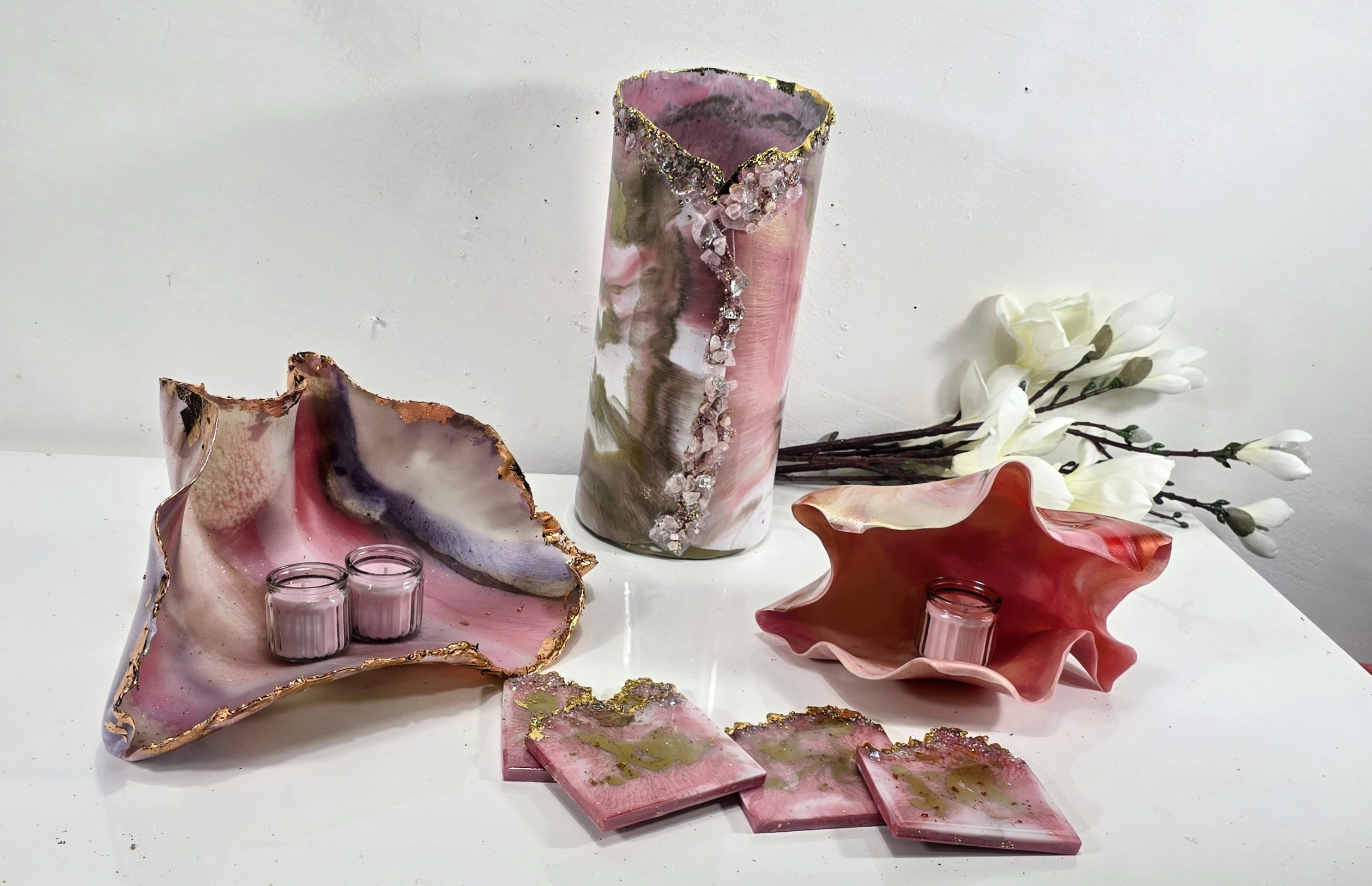 PINK & GOLD COASTERS SET OF FOUR COASTERS - Image 5