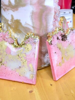 PINK & GOLD COASTERS SET OF FOUR COASTERS